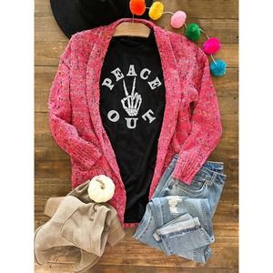 "Peace Out" by Blakeley - Black Skeleton Hand Bella Canvas Graphic Tee